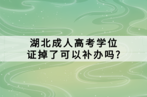 湖北成人高考学位证掉了可以补办吗_