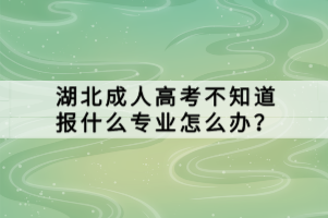 湖北成人高考不知道报什么专业怎么办？