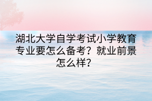 湖北大学自学考试小学教育专业要怎么备考？就业前景怎么样？