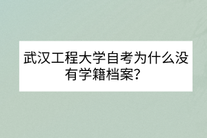 武汉工程大学自考为什么没有学籍档案？