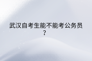 武汉自考生能不能考公务员？