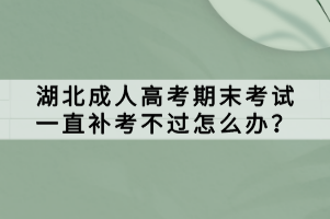 湖北成人高考期末考试一直补考不过怎么办？
