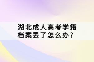 湖北成人高考学籍档案丢了怎么办？