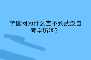 学信网为什么查不到武汉自考学历啊？