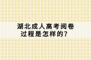 湖北成人高考阅卷过程是怎样的？