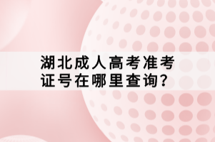 湖北成人高考准考证号在哪里查询？