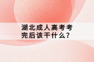 湖北成人高考考完后该干什么？