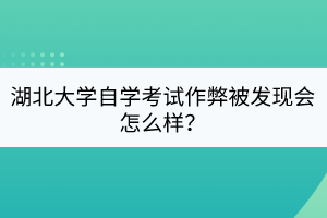 湖北大学自学考试作弊被发现会怎么样？