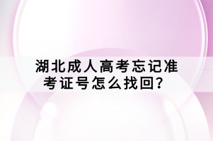 湖北成人高考忘记准考证号怎么找回？