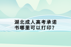 湖北成人高考承诺书哪里可以打印？