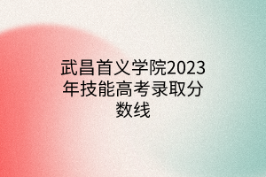 武昌首义学院2023年技能高考录取分数线