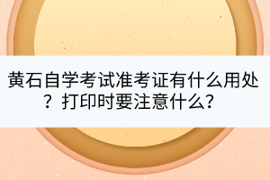 黄石自学考试准考证有什么用处？打印时要注意什么？