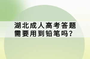湖北成人高考答题需要用到铅笔吗？