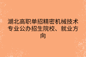 湖北高职单招精密机械技术专业