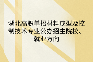 湖北高职单招材料成型及控制技术专业