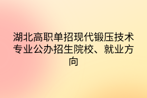 湖北高职单招现代锻压技术专业