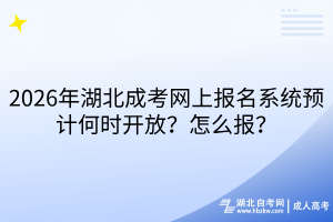 2026年湖北成考网上报名系统预计何时开放