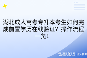 湖北成人高考专升本考生如何完成前置学历在线验证